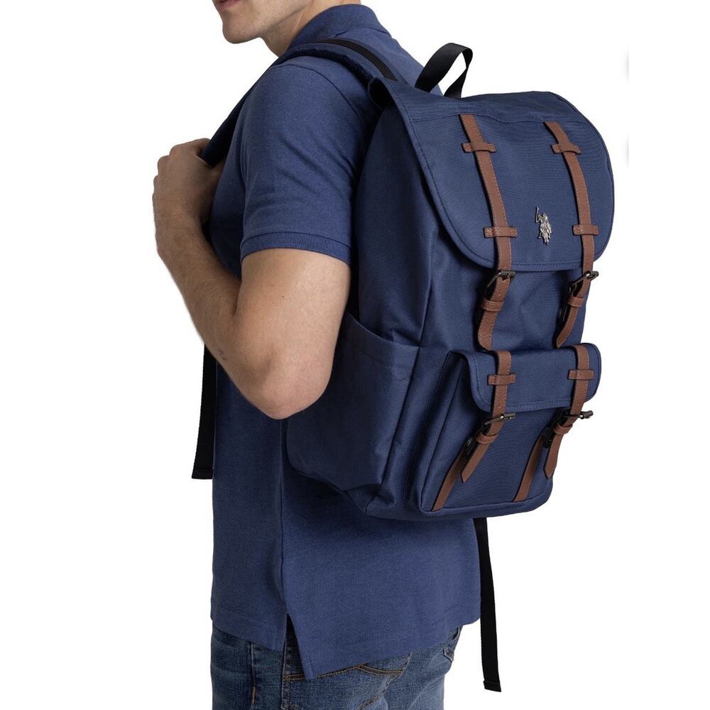 U.S. Polo Assn. Unisex Top Loader Flap Backpack, Water-Resistant, Navy Blue NWT - Picture 6 of 10